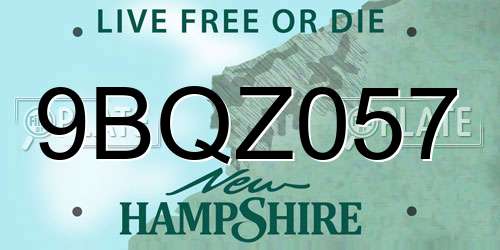 9BQZ057 New Hampshire License Plate