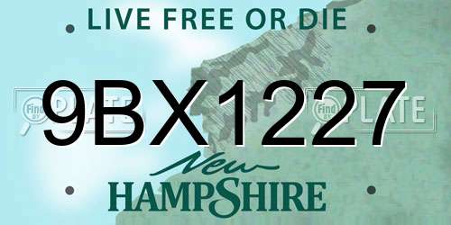 9BX1227 New Hampshire License Plate