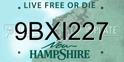 9BXI227 New Hampshire License Plate