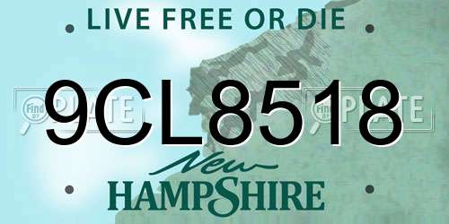 9CL8518 New Hampshire License Plate