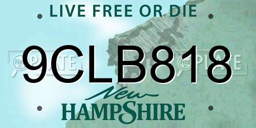 9CLB818 New Hampshire License Plate