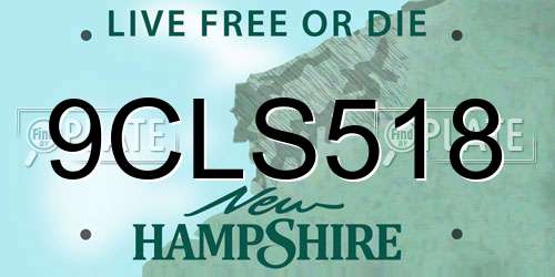9CLS518 New Hampshire License Plate