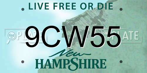 9CW55 New Hampshire License Plate