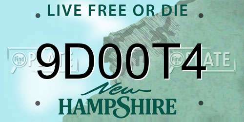 9D00T4 New Hampshire License Plate