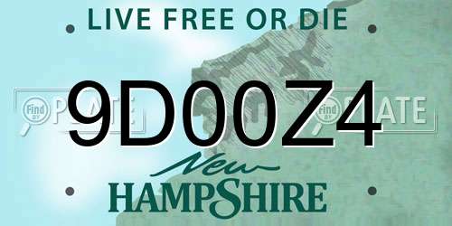 9D00Z4 New Hampshire License Plate