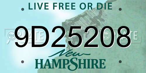 9D25208 New Hampshire License Plate