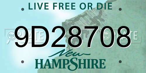 9D28708 New Hampshire License Plate
