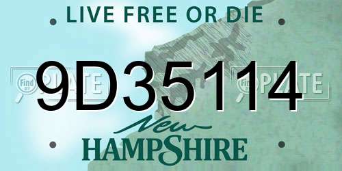 9D35114 New Hampshire License Plate
