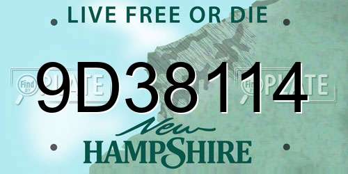 9D38114 New Hampshire License Plate