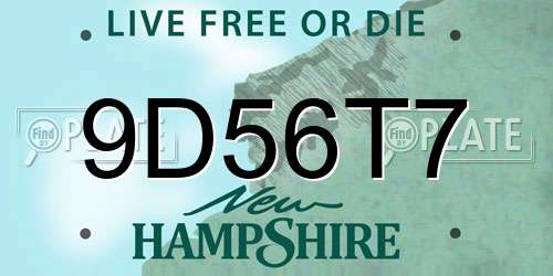 9D56T7 New Hampshire License Plate