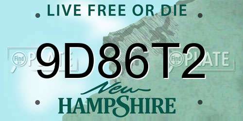 9D86T2 New Hampshire License Plate