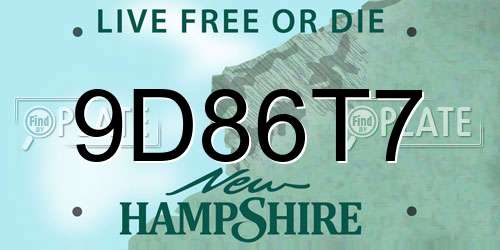 9D86T7 New Hampshire License Plate