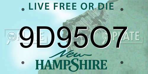 9D95O7 New Hampshire License Plate
