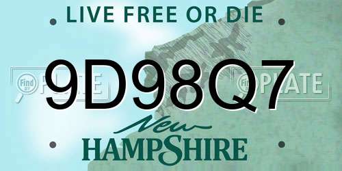 9D98Q7 New Hampshire License Plate
