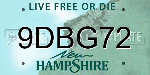 9DBG72 New Hampshire License Plate