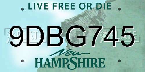 9DBG745 New Hampshire License Plate