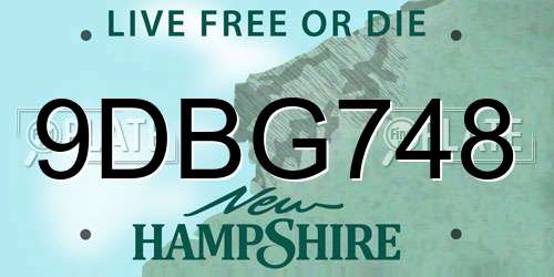 9DBG748 New Hampshire License Plate