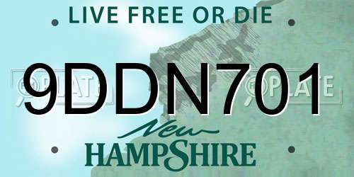 9DDN701 New Hampshire License Plate