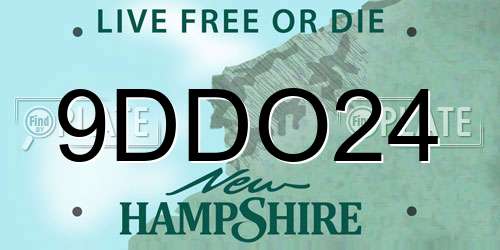 9DDO24 New Hampshire License Plate