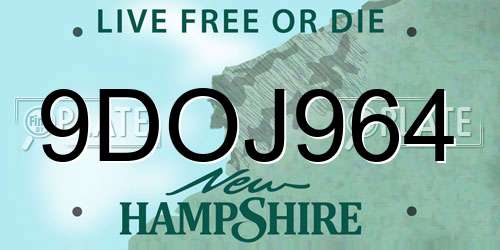9DOJ964 New Hampshire License Plate