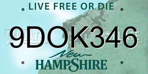 9DOK346 New Hampshire License Plate