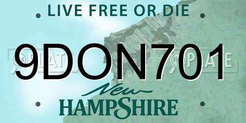 9DON701 New Hampshire License Plate