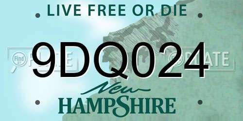 9DQ024 New Hampshire License Plate