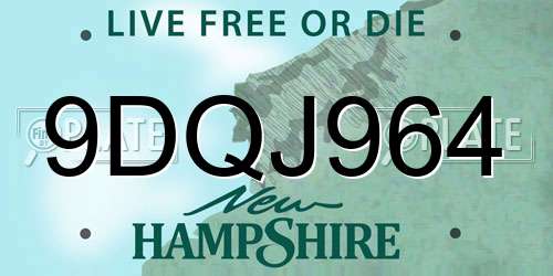 9DQJ964 New Hampshire License Plate