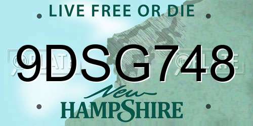 9DSG748 New Hampshire License Plate