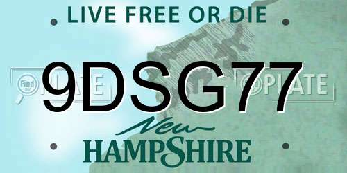 9DSG77 New Hampshire License Plate