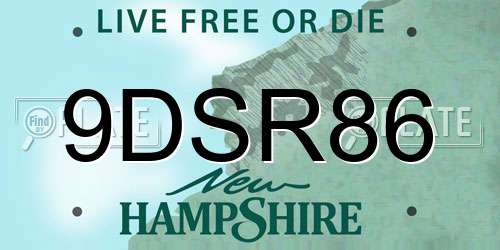 9DSR86 New Hampshire License Plate