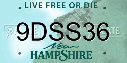 9DSS36 New Hampshire License Plate