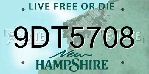 9DT5708 New Hampshire License Plate
