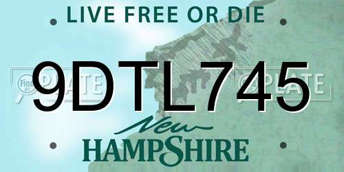 9DTL745 New Hampshire License Plate