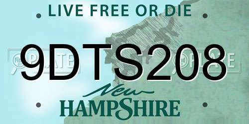 9DTS208 New Hampshire License Plate