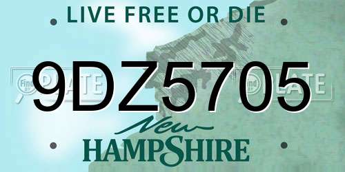 9DZ5705 New Hampshire License Plate