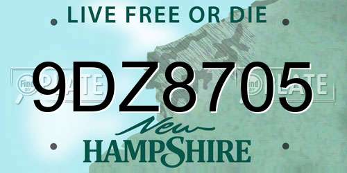 9DZ8705 New Hampshire License Plate