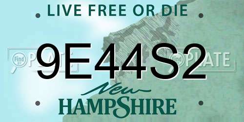 9E44S2 New Hampshire License Plate