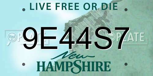 9E44S7 New Hampshire License Plate