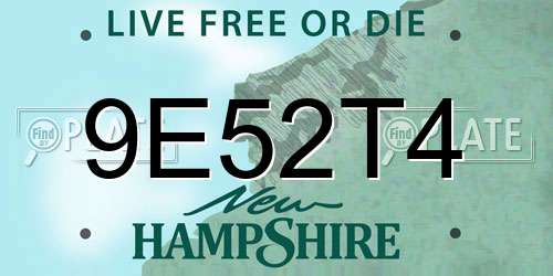 9E52T4 New Hampshire License Plate