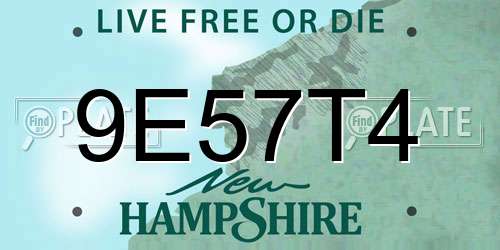 9E57T4 New Hampshire License Plate