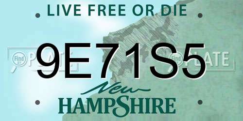 9E71S5 New Hampshire License Plate