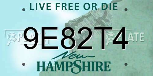 9E82T4 New Hampshire License Plate