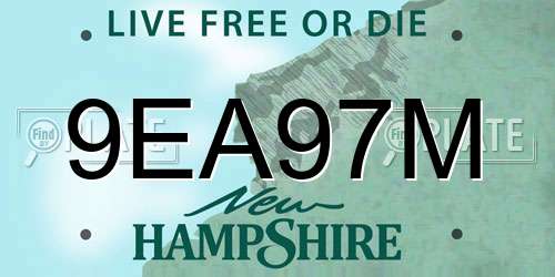 9EA97M New Hampshire License Plate
