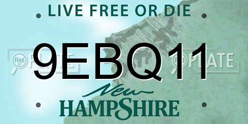 9EBQ11 New Hampshire License Plate