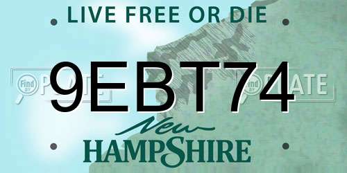 9EBT74 New Hampshire License Plate