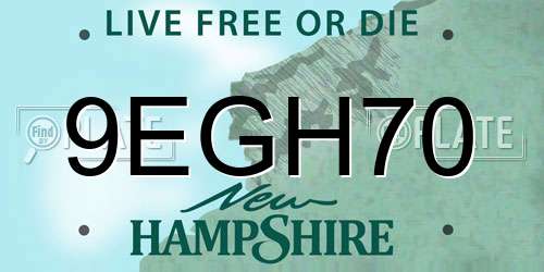 9EGH70 New Hampshire License Plate