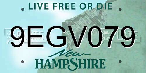 9EGV079 New Hampshire License Plate