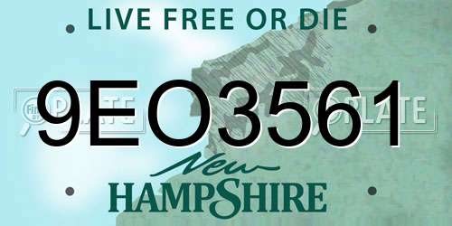 9EO3561 New Hampshire License Plate