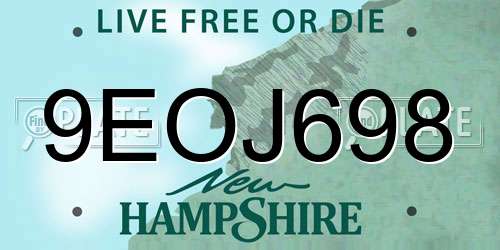 9EOJ698 New Hampshire License Plate